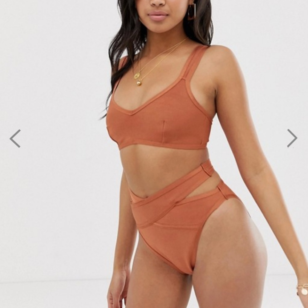 ASOS DESIGN bandage bikini bottom in soft mink